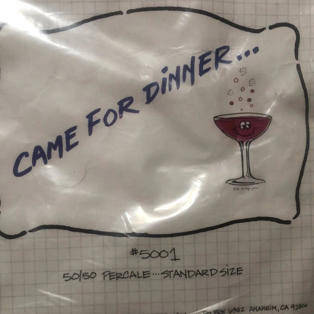 Set of Retro Pillowcases 1986 Wine Glass Coffee Cup Romantic Funny Sayings NWT‎
